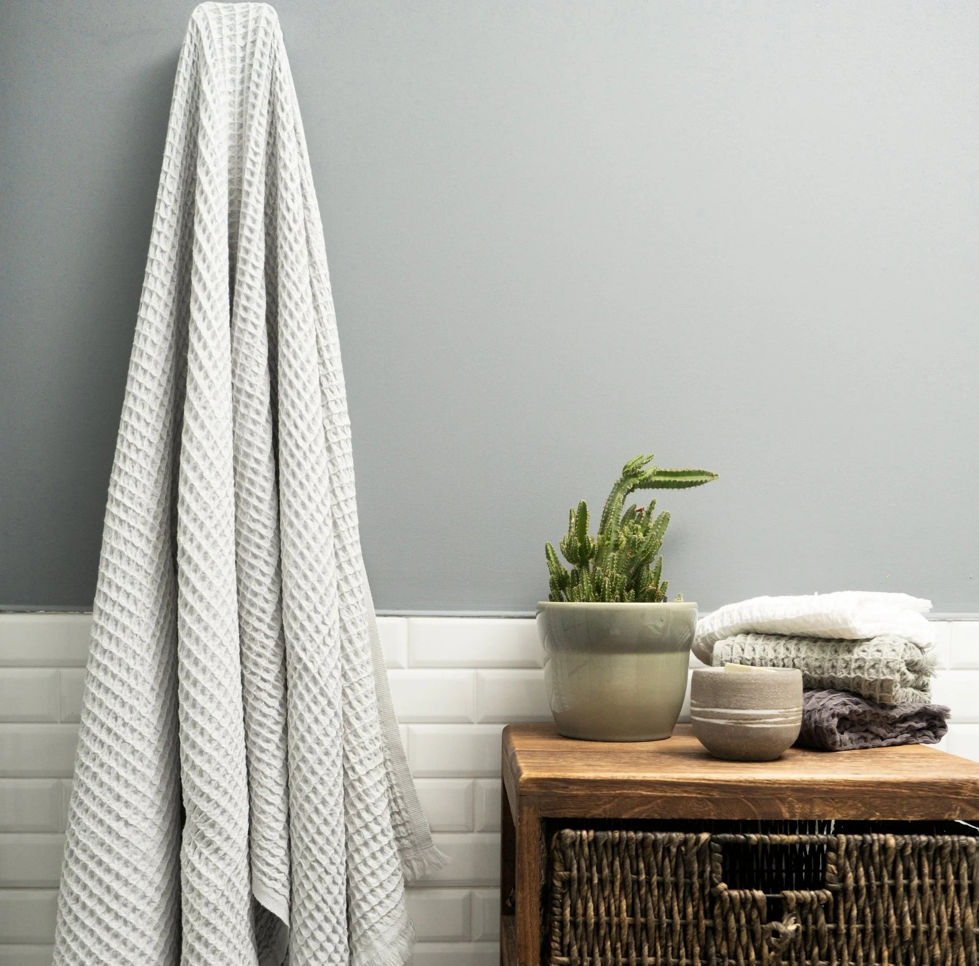 Duru Waffle Towel | Organic Turkish Cotton | Pearl Grey
