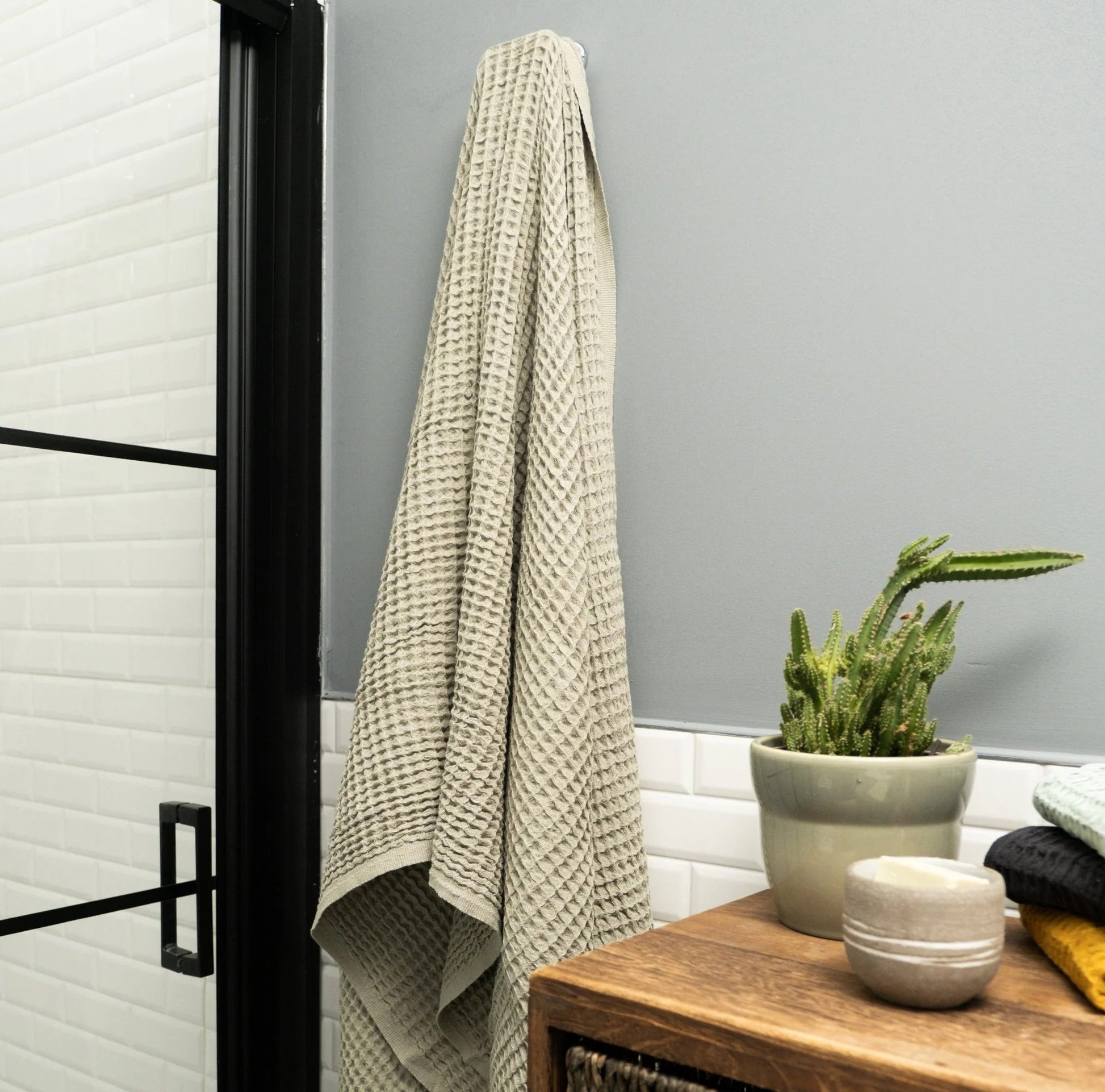 Duru Waffle Towel | Organic Turkish Cotton | Olive Grey