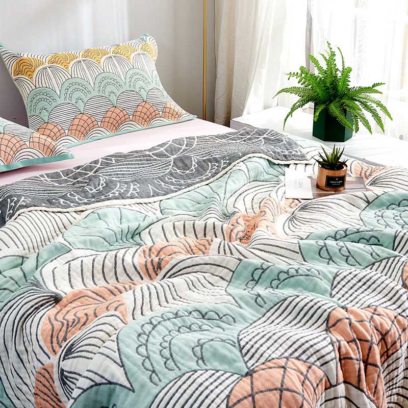 Cotton Quilt | Shell Print | Reversible Design | Full/Queen Size