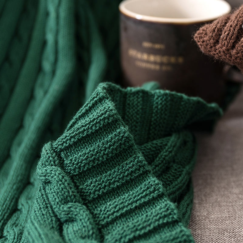 Cotton Knit Sofa Blanket | Soft & Cozy | Solid Color