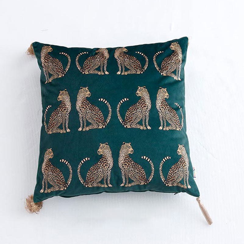 Leopard Print Suede Pillowcase | Tassel Design | 2 Sizes