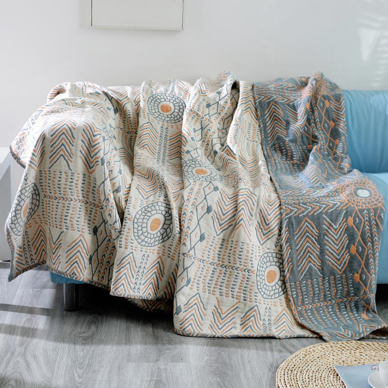 Boho Cotton Quilt | Reversible Striped Design | Full/Queen/King Sizes