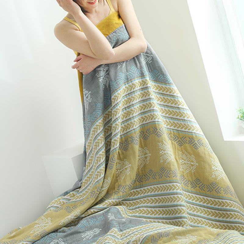 Cotton Reversible Quilt | Wheat Ear Print | Full/Queen Size