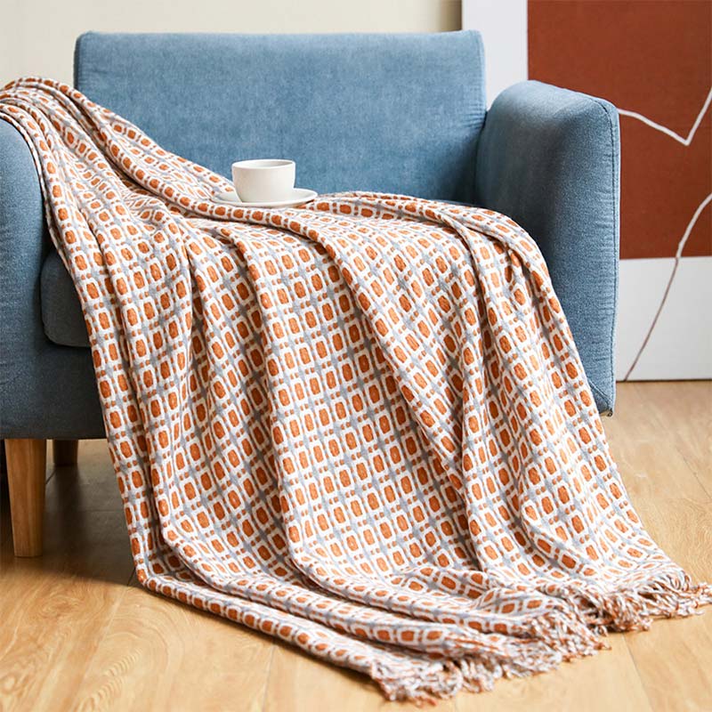 Sofa Blanket | Breathable Acrylic Fiber | Elegant Tassels