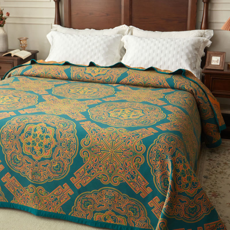 Boho Flower Coverlet | Bamboo Fiber | Reversible Design