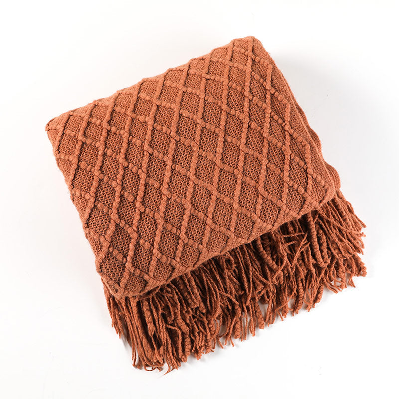 Knitted Prismatic Pattern Blanket | Acrylic Fiber | 127cm x 152cm