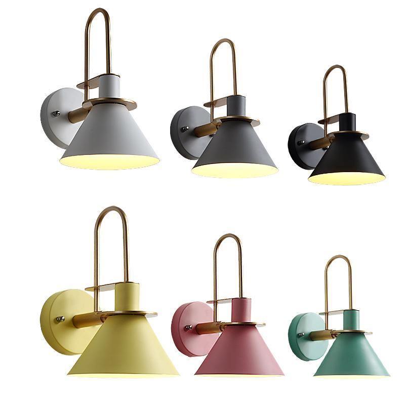 Nordic Metal Wall Sconce | Iron | Black, Pink, White, Green, Grey, Yellow