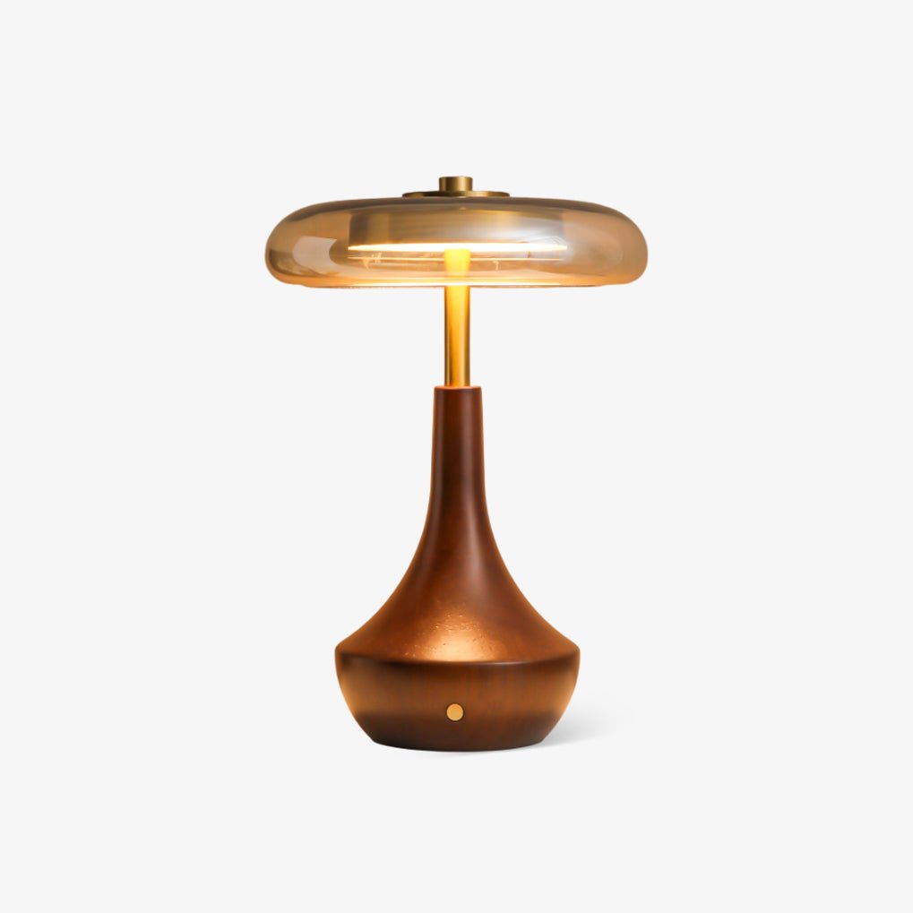 Elliot Table Lamp | Amber Glass Shade | Walnut Base