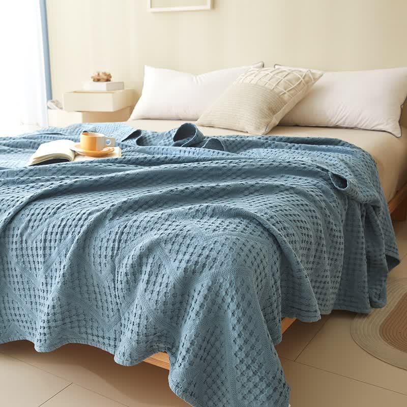 Organic Cotton Waffle Quilt | Eco-Friendly & Moisture Absorbent | Full/Queen Size