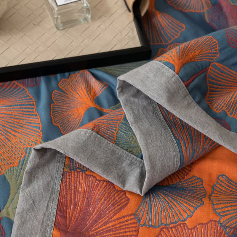 Ginkgo Leaf Quilt | 100% Organic Cotton Gauze | Full, Queen, Cal King, King Sizes