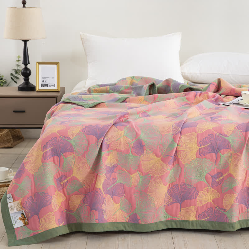 Ginkgo Leaf Quilt | 100% Organic Cotton Gauze | Full, Queen, Cal King, King Sizes