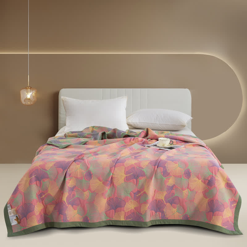 Ginkgo Leaf Quilt | 100% Organic Cotton Gauze | Full, Queen, Cal King, King Sizes