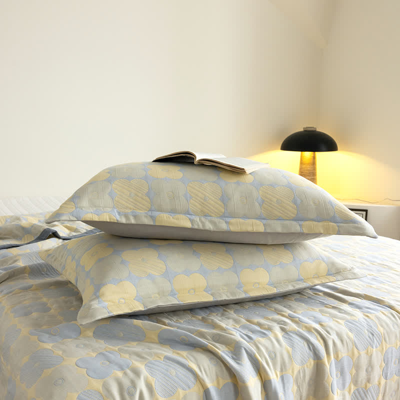Cotton Gauze Quilt Set | Floral Print | Queen Size with 2 Pillowcases