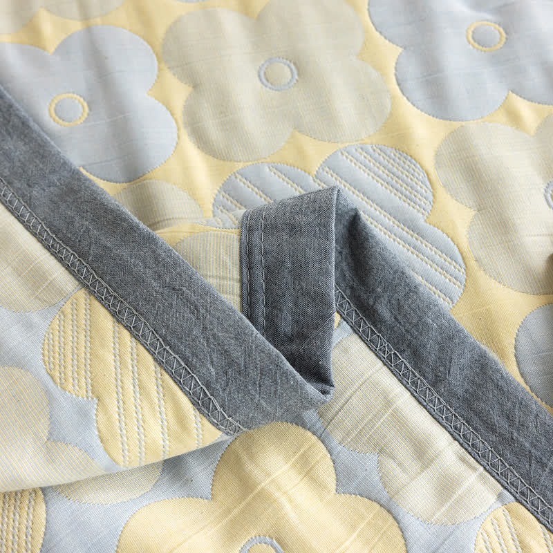 Cotton Gauze Quilt Set | Floral Print | Queen Size with 2 Pillowcases