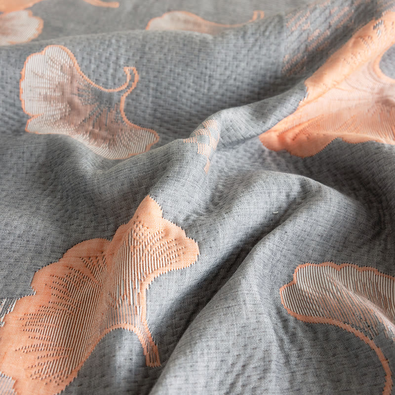 Ginkgo Leaf Quilt | 100% Organic Cotton | Reversible, Three Layers