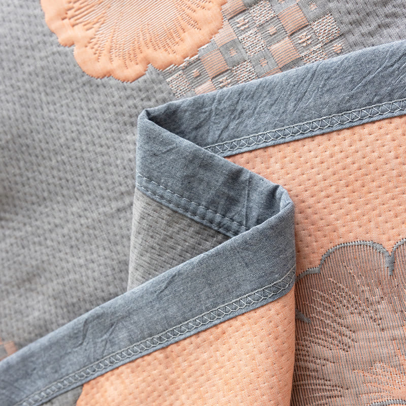 Ginkgo Leaf Quilt | 100% Organic Cotton | Reversible, Three Layers
