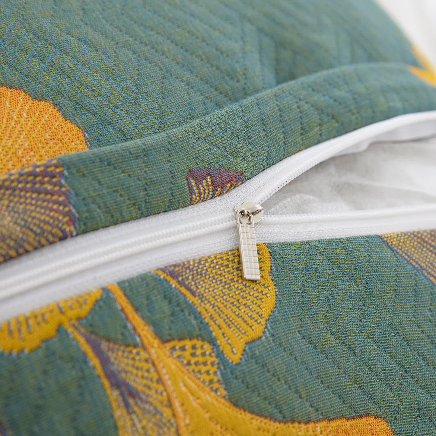 Cotton Gauze Pillowcases | Jacquard Ginkgo Leaf Design | Set of 2