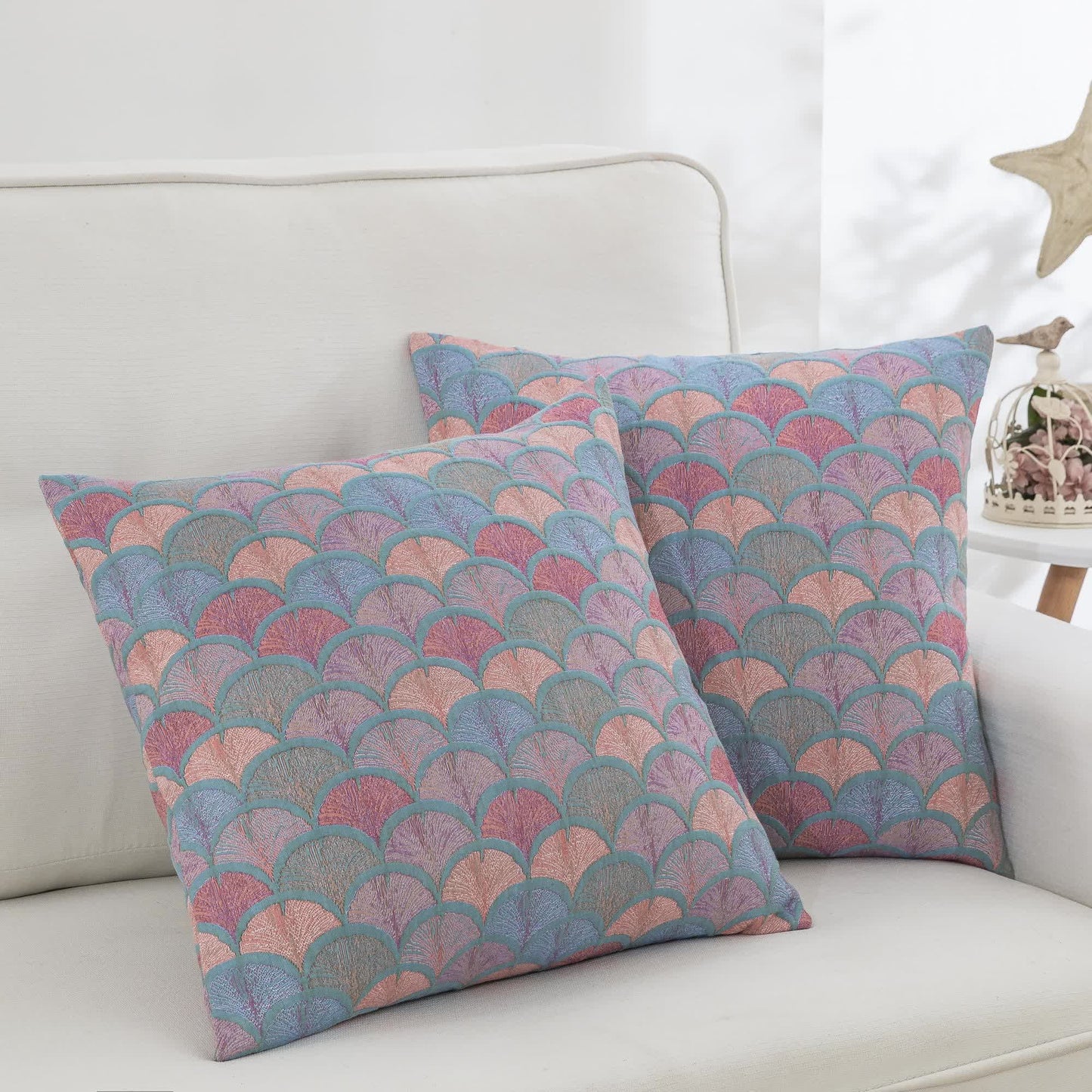 Jacquard Fish Scale Pillowcases | 100% Cotton Gauze | Set of 2