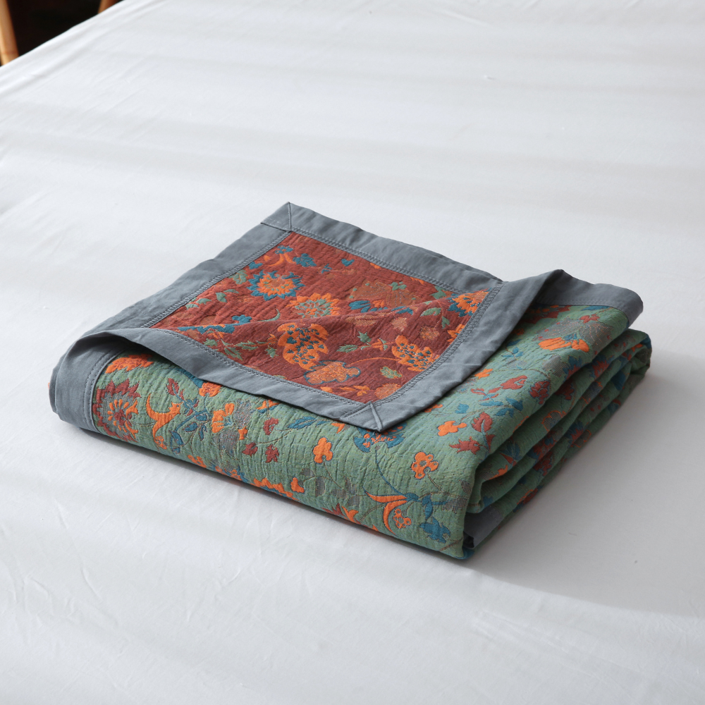 Retro Flower Quilt | 100% Organic Cotton | Reversible Design, Available in Full, Queen, King