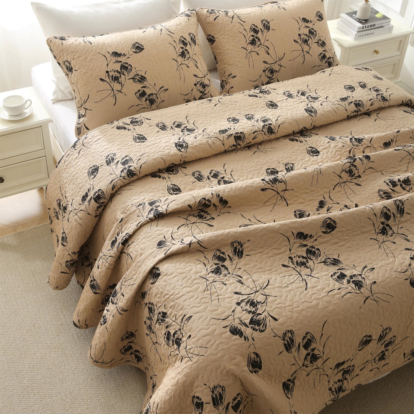 Floral Bedding Set | 100% Cotton | Quilt & Pillowcases