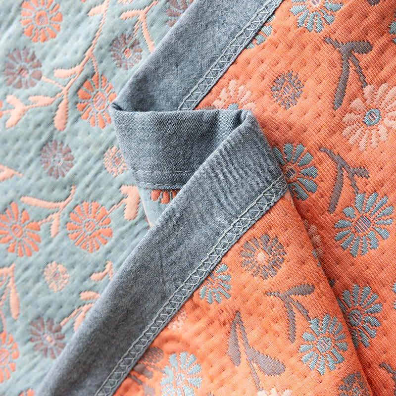 Cotton Floral Quilt Set | Soft Gauze | Includes 1 Quilt + 2 Pillowcases