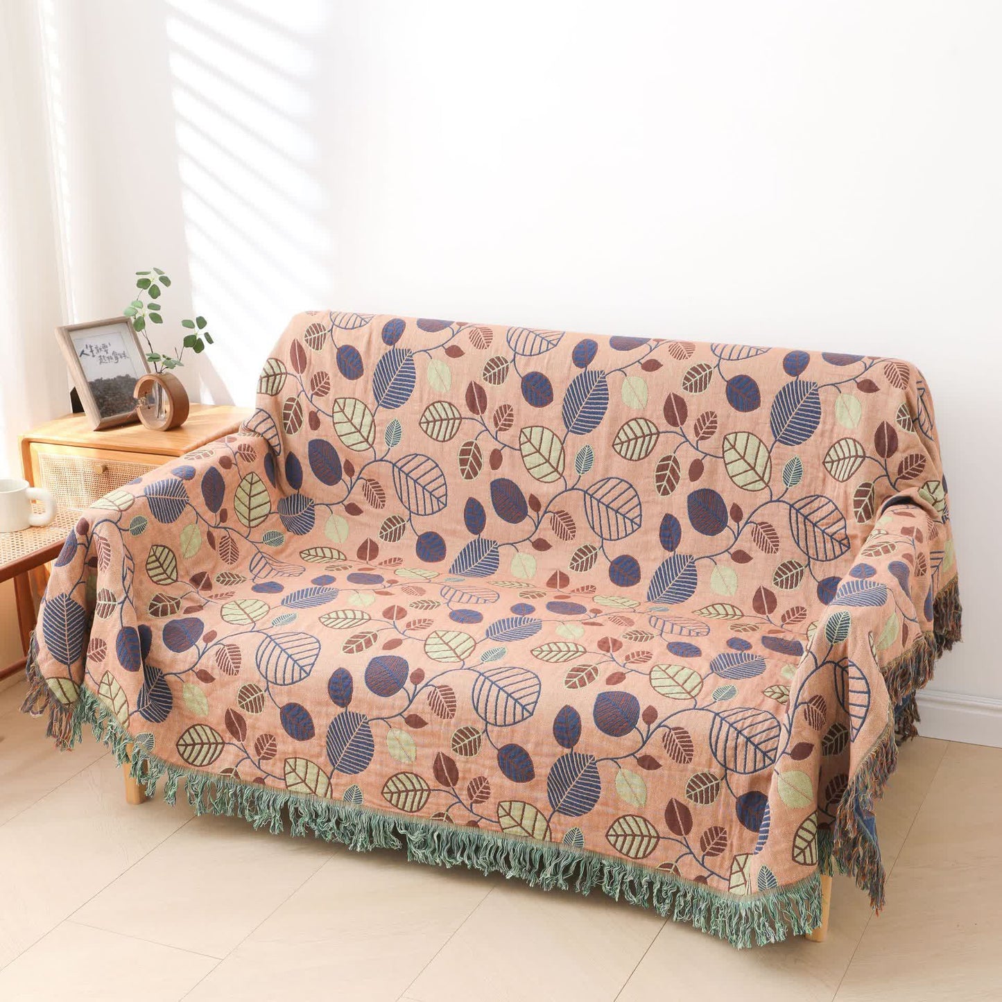 Queen Size Reversible Quilt | Cotton | Leaf Pattern