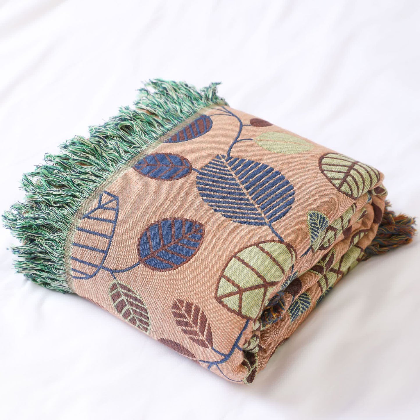 Queen Size Reversible Quilt | Cotton | Leaf Pattern