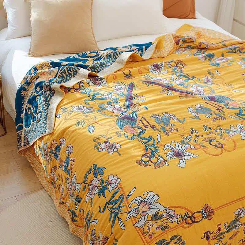 Five Layer Cotton Gauze Quilt | Eco-Friendly Floral Design | Full/Queen Size
