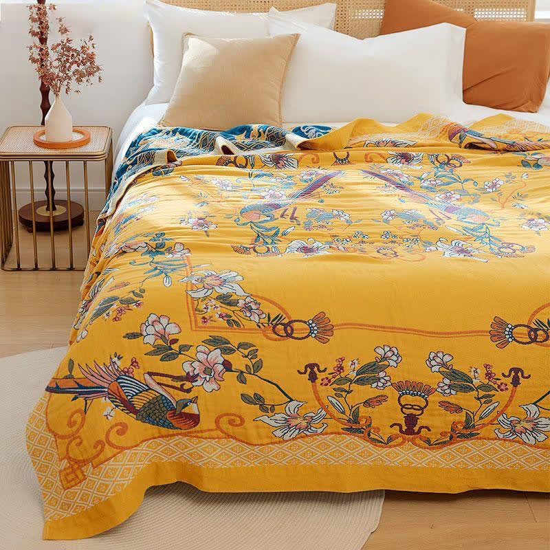 Five Layer Cotton Gauze Quilt | Eco-Friendly Floral Design | Full/Queen Size