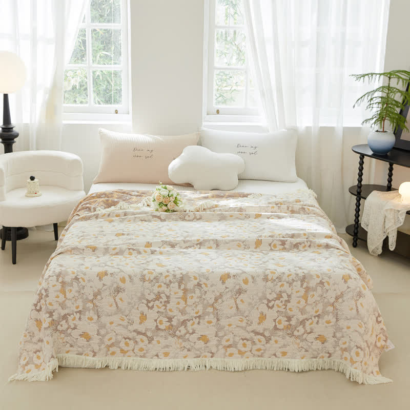 Cotton Gauze Quilt | Floral Design | Full/Queen Size