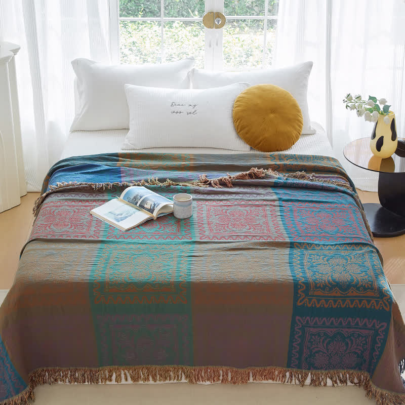 Cotton Gauze Quilt | Exotic Style with Tassels | Full, Queen, King Sizes