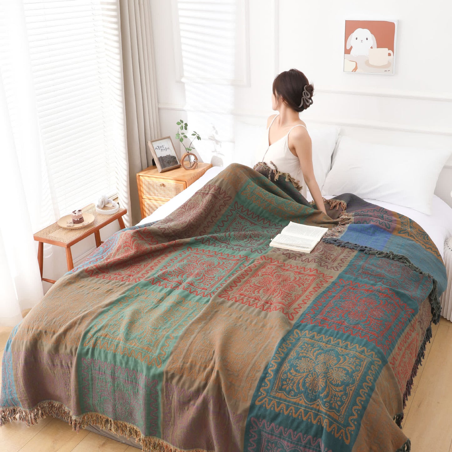 Cotton Gauze Quilt | Exotic Style with Tassels | Full, Queen, King Sizes
