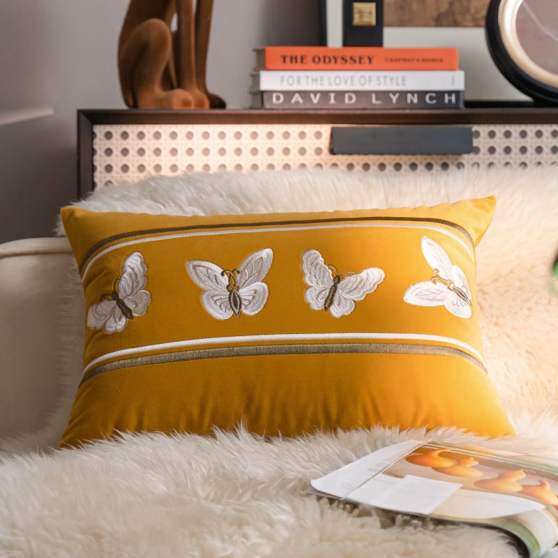 Butterfly Embroidery Decorative Pillowcase | Soft Polyester | 45cm x 45cm