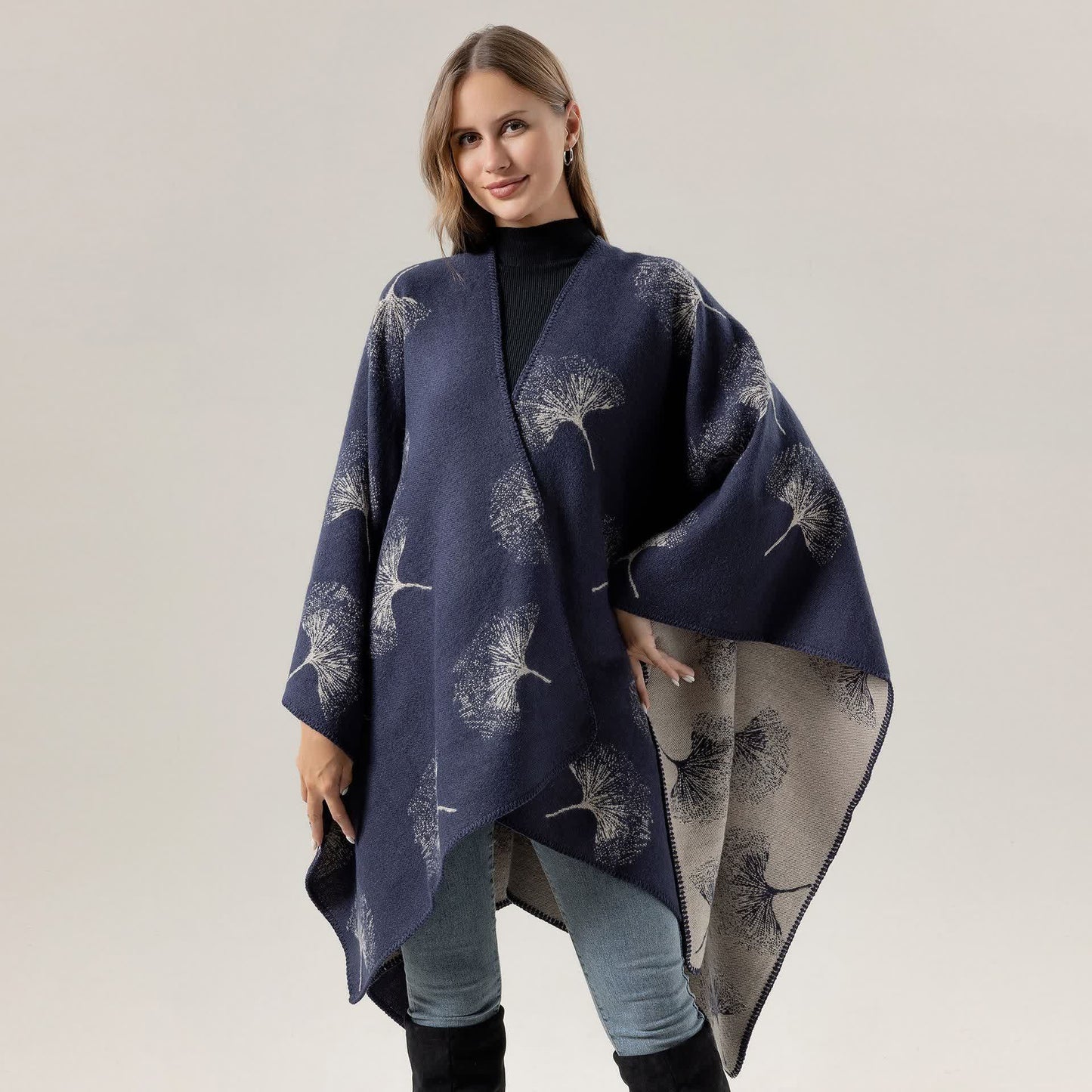 Ginkgo Leaf Travel Shawl | Soft Acrylic | 51" x 59"