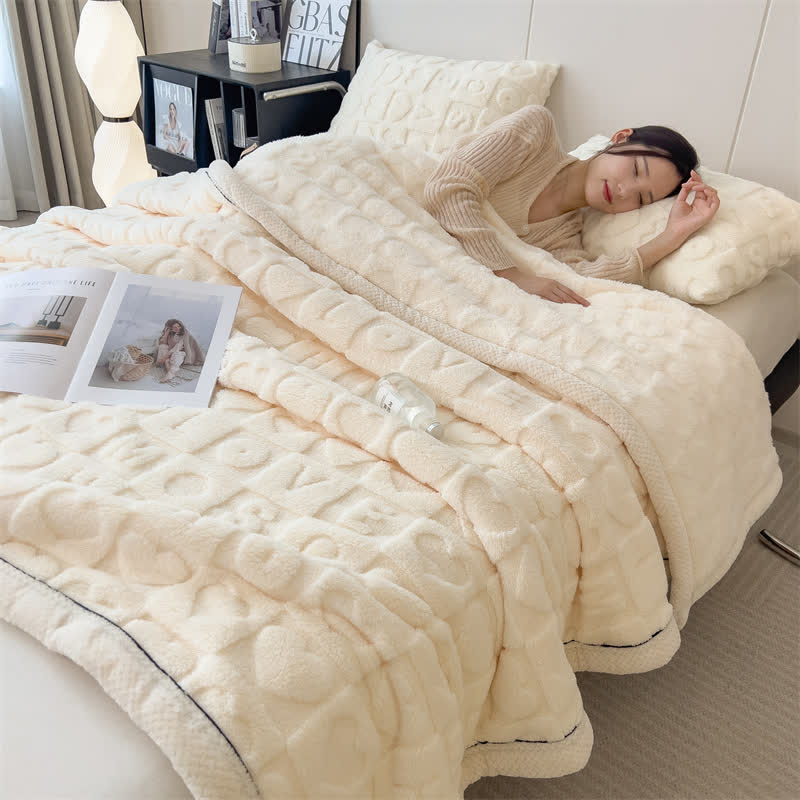 Heart Print Fleece Blanket | Soft Polyester | Multiple Sizes Available