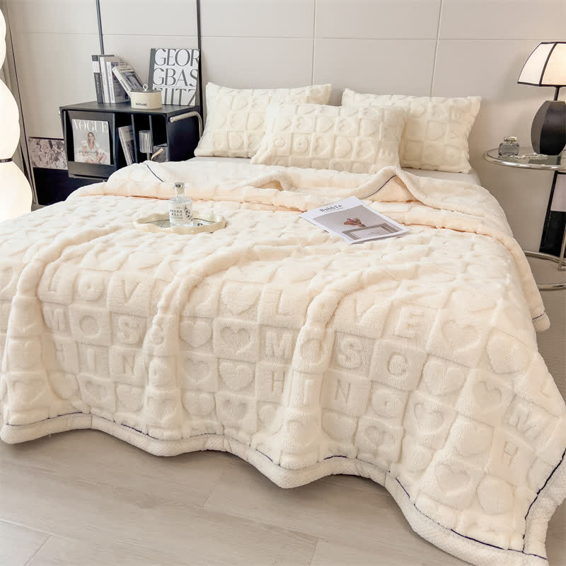 Heart Print Fleece Blanket | Soft Polyester | Multiple Sizes Available