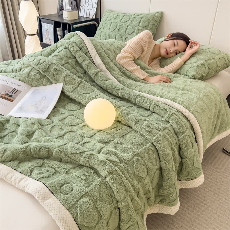 Heart Print Fleece Blanket | Soft Polyester | Multiple Sizes Available