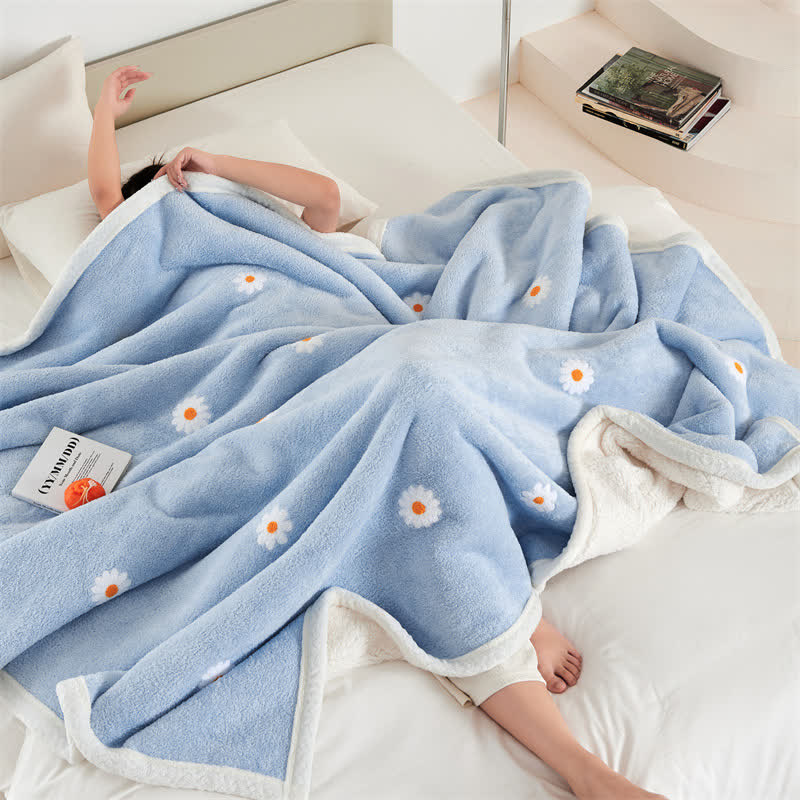 Fleece Blanket | High-Quality Polyester | Floral Daisy Design