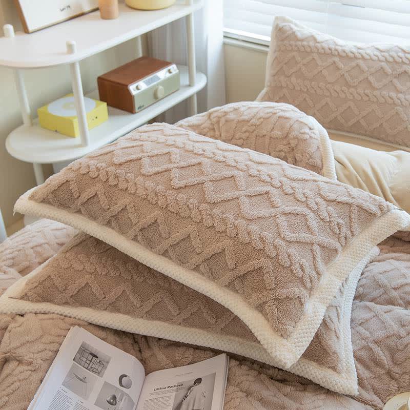 Diamond Texture Fleece Pillowcases | Soft Polyester | Set of 2