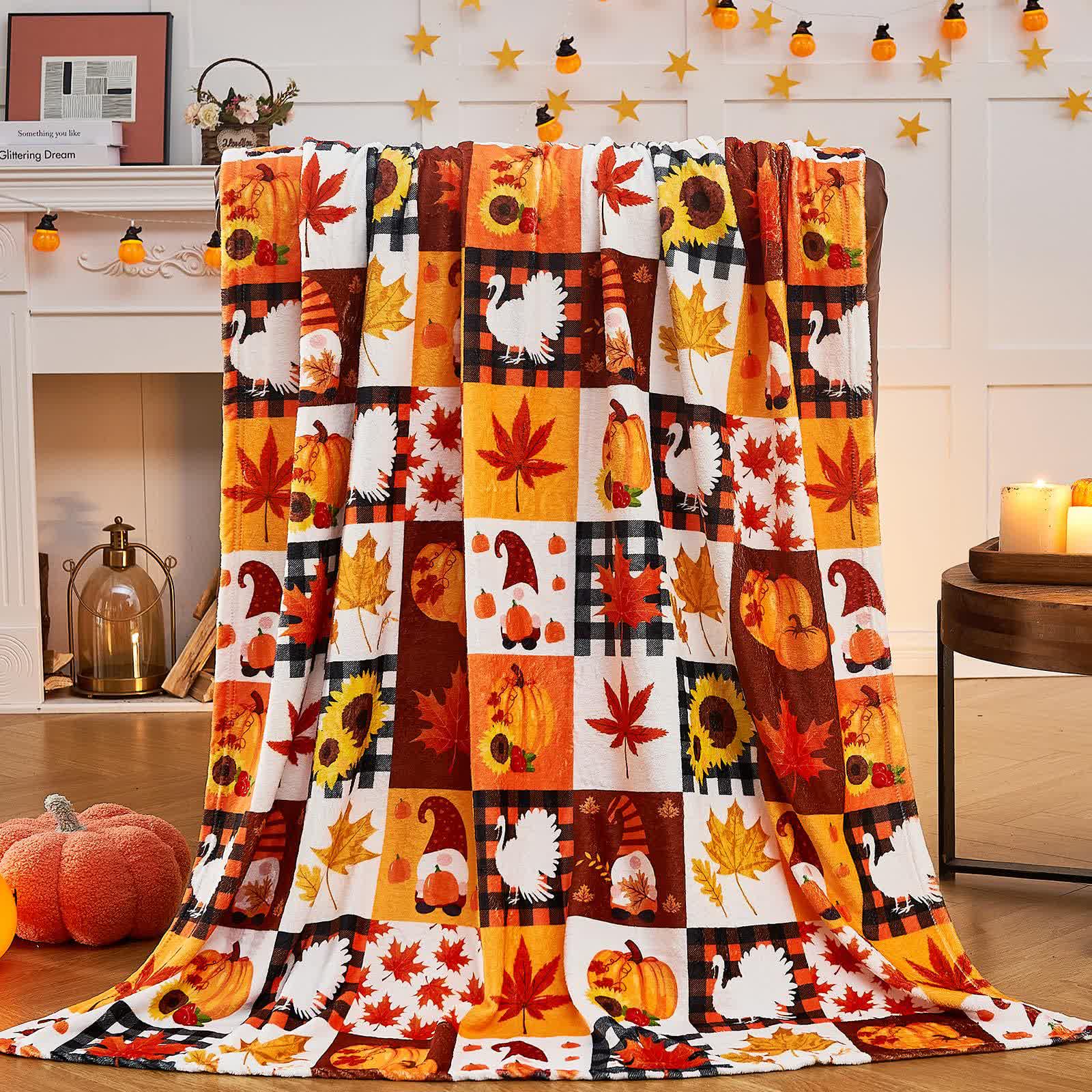 Halloween Pumpkin Flannel Blanket | Soft Polyester | Multiple Sizes Available