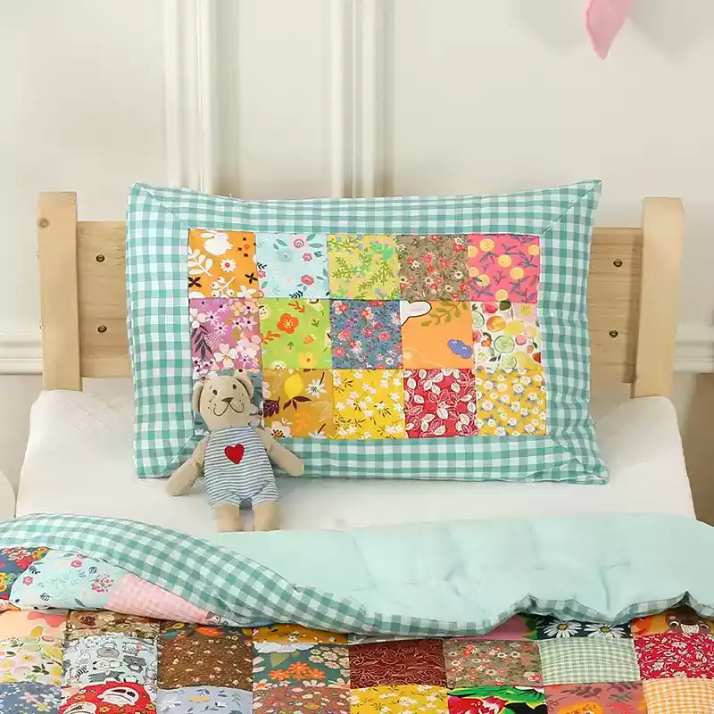 Cotton Pillowcases | Plaid & Floral Design | Set of 2