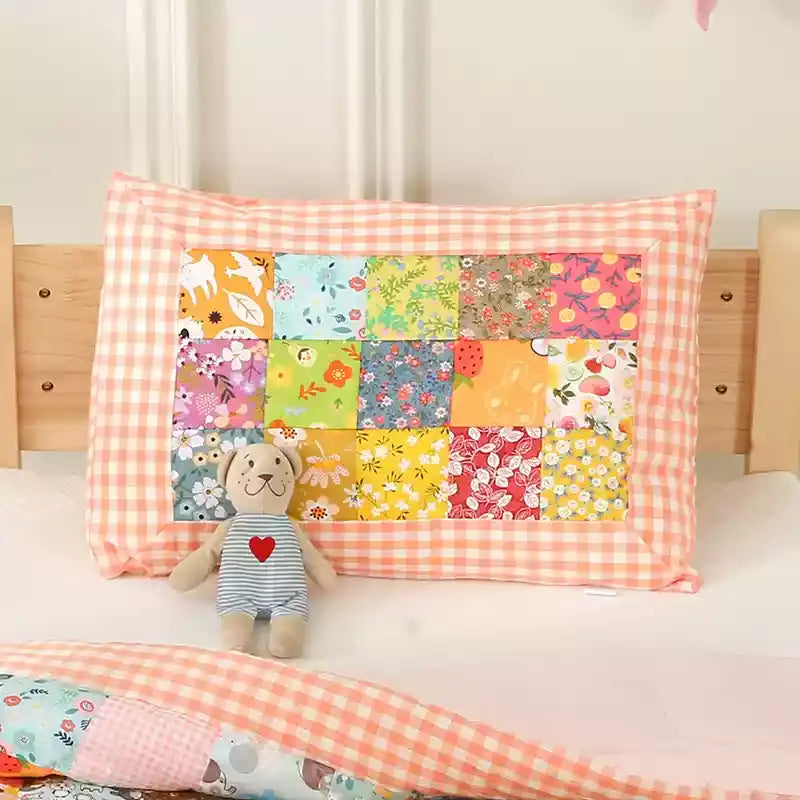 Cotton Pillowcases | Plaid & Floral Design | Set of 2