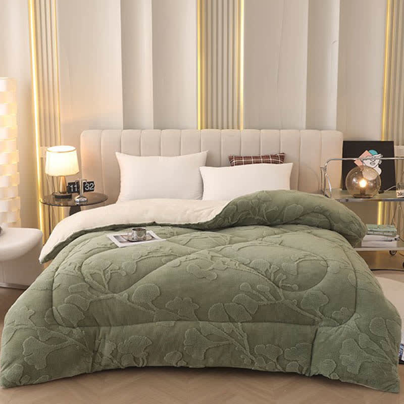 Ginkgo Leaf Winter Quilt Blanket | Jacquard Polyester | Multiple Sizes