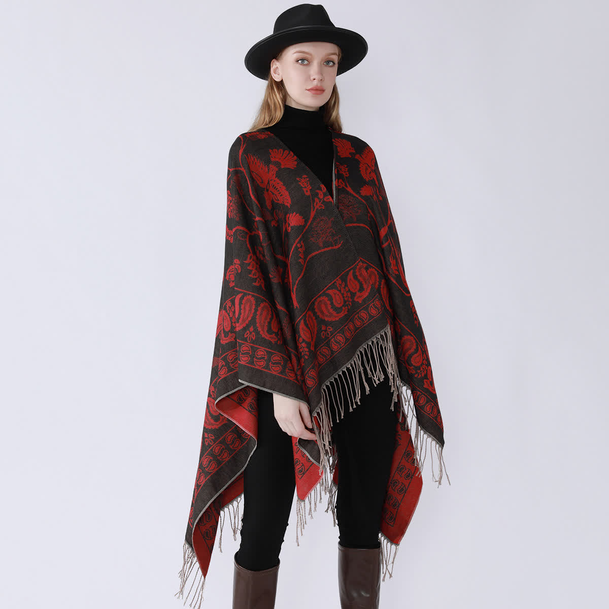 Retro Style Travel Shawl Wrap | Soft Polyester Fabric | 59" x 53"