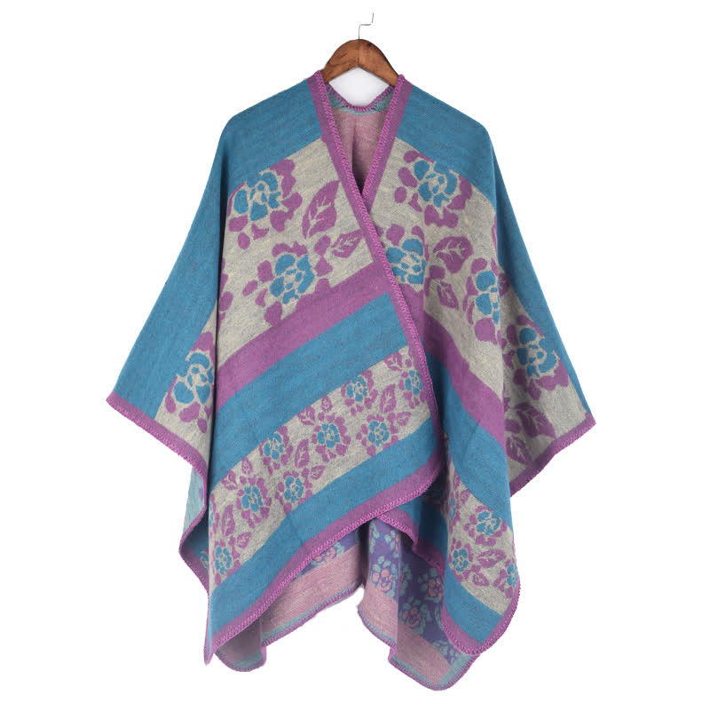 Floral Shawl Cape | Ultra-Soft Acrylic Blend | 54" x 90"