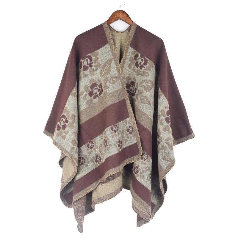 Floral Shawl Cape | Ultra-Soft Acrylic Blend | 54" x 90"