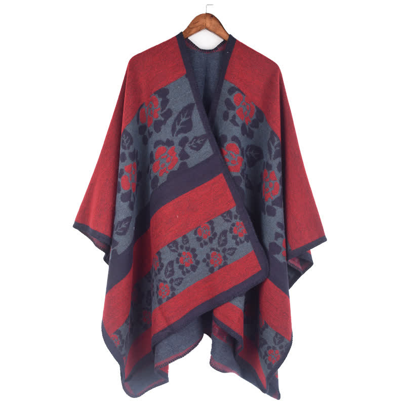 Floral Shawl Cape | Ultra-Soft Acrylic Blend | 54" x 90"