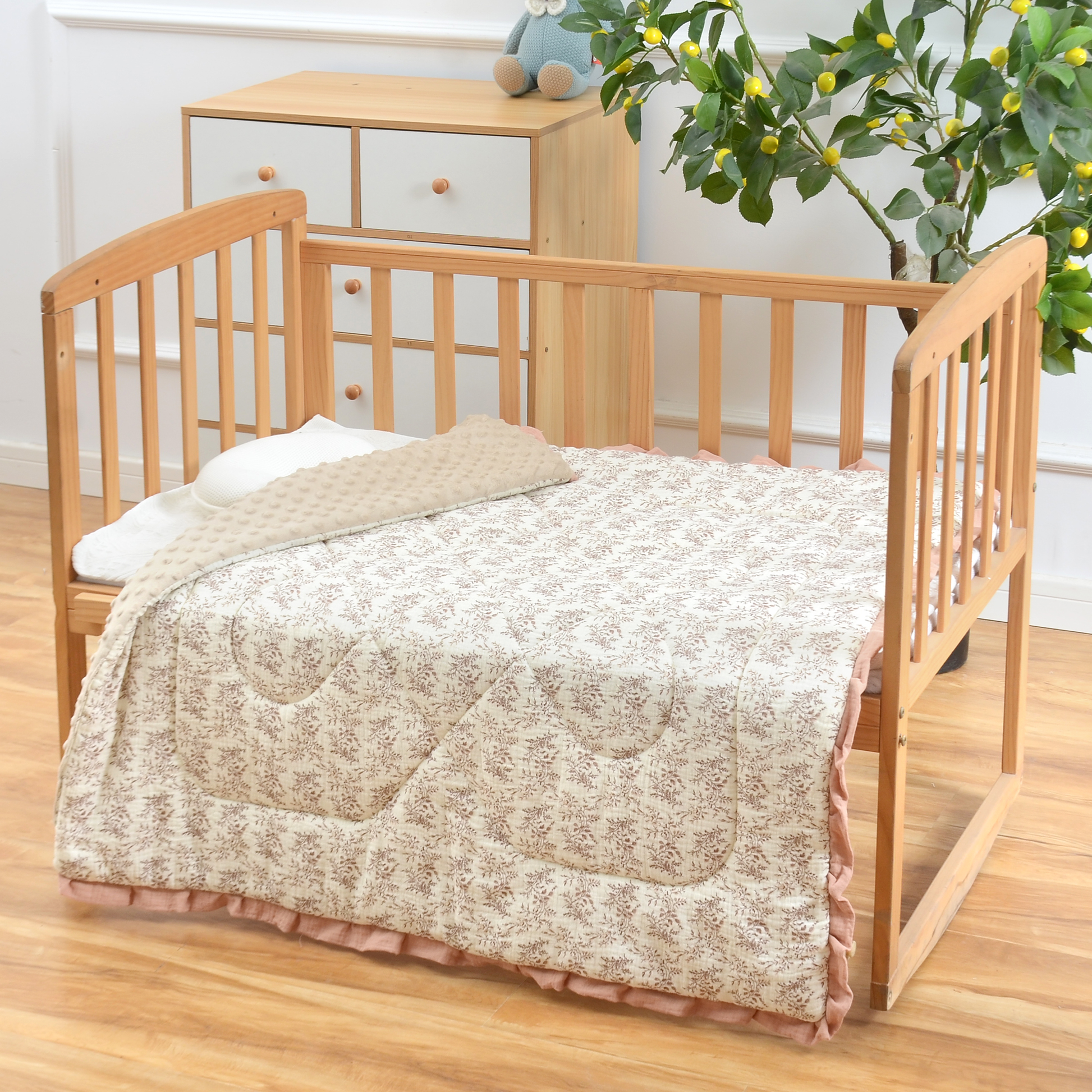 Cotton Baby Quilt | Pastoral Style | 39"x39" to 79"x90" Options