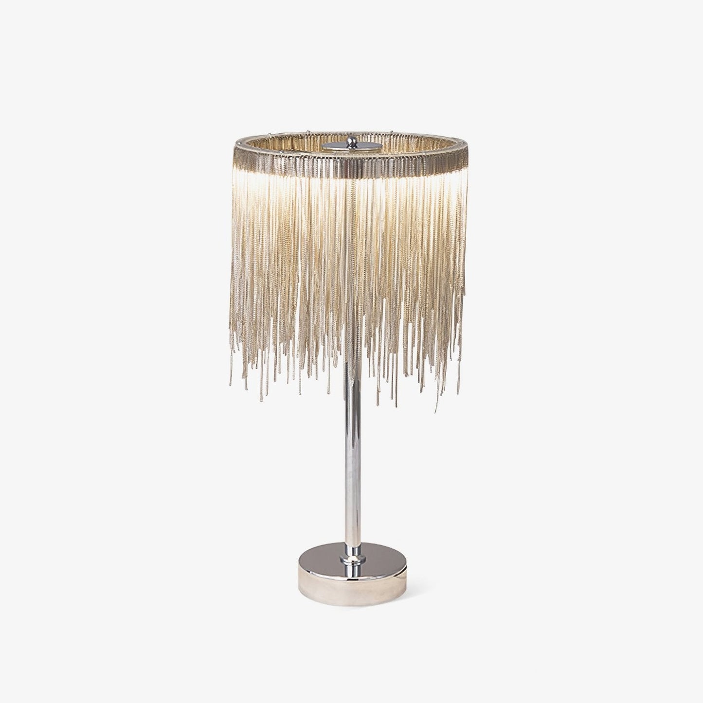 Cadena Tassel Table Lamp | Stainless Steel & Aluminum Chain | Chrome