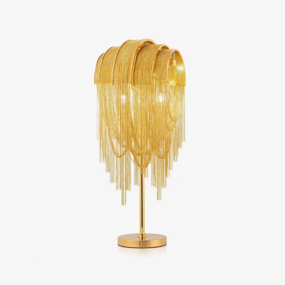 Chains Tassel Table Lamp | Metal, Stainless Steel | Gold, Chrome